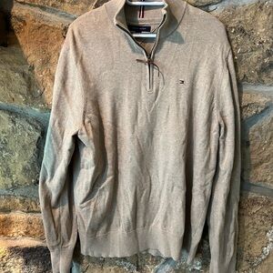 Tommy Hilfiger Men's Tan Zip-Up Sweater